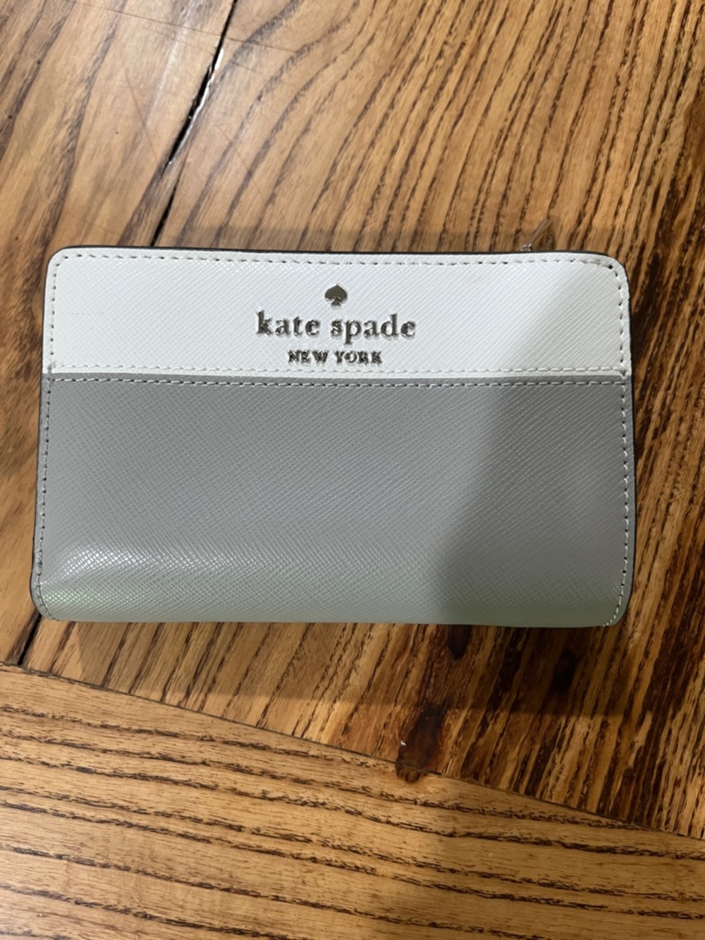 kate spade Two-Tone White and Light Gray Saffiano Wallet